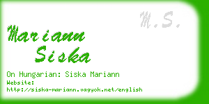 mariann siska business card
